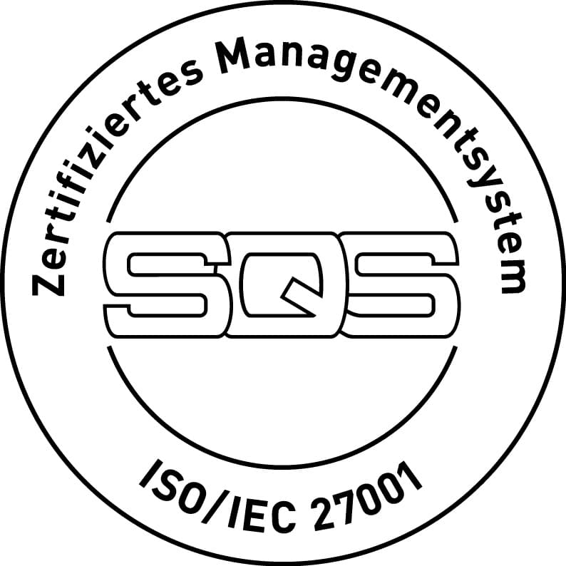 ISO/IEC 27001, certified by SQS